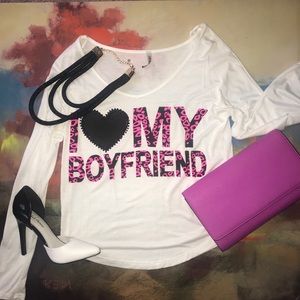 Women’s Long Sleeve White Graphic Print Top